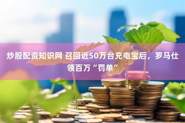 炒股配资知识网 召回近50万台充电宝后，罗马仕领百万“罚单”